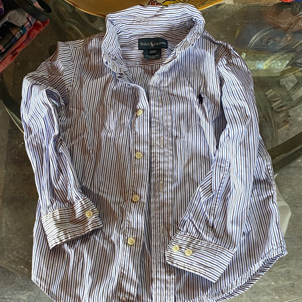 Ralph Lauren Blue and White Striped Shirt